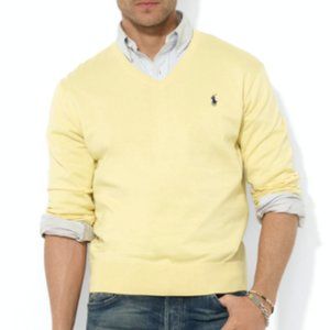 Mens Polo Ralph Lauren Long Sleeve Sweater Pima Cotton V-Neck Med New w/Tags $98